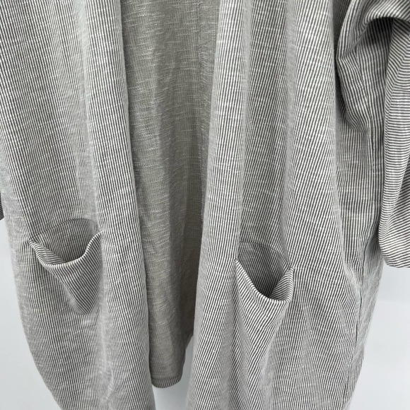 Anthropologie DONNI Ribbed Open Front Cardigan Pockets Light Grey One Size OSFA - Picture 7 of 9